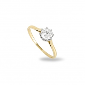 Yellow Gold Round Brilliant Cut Diamond Ring 0.51ct G/SI2